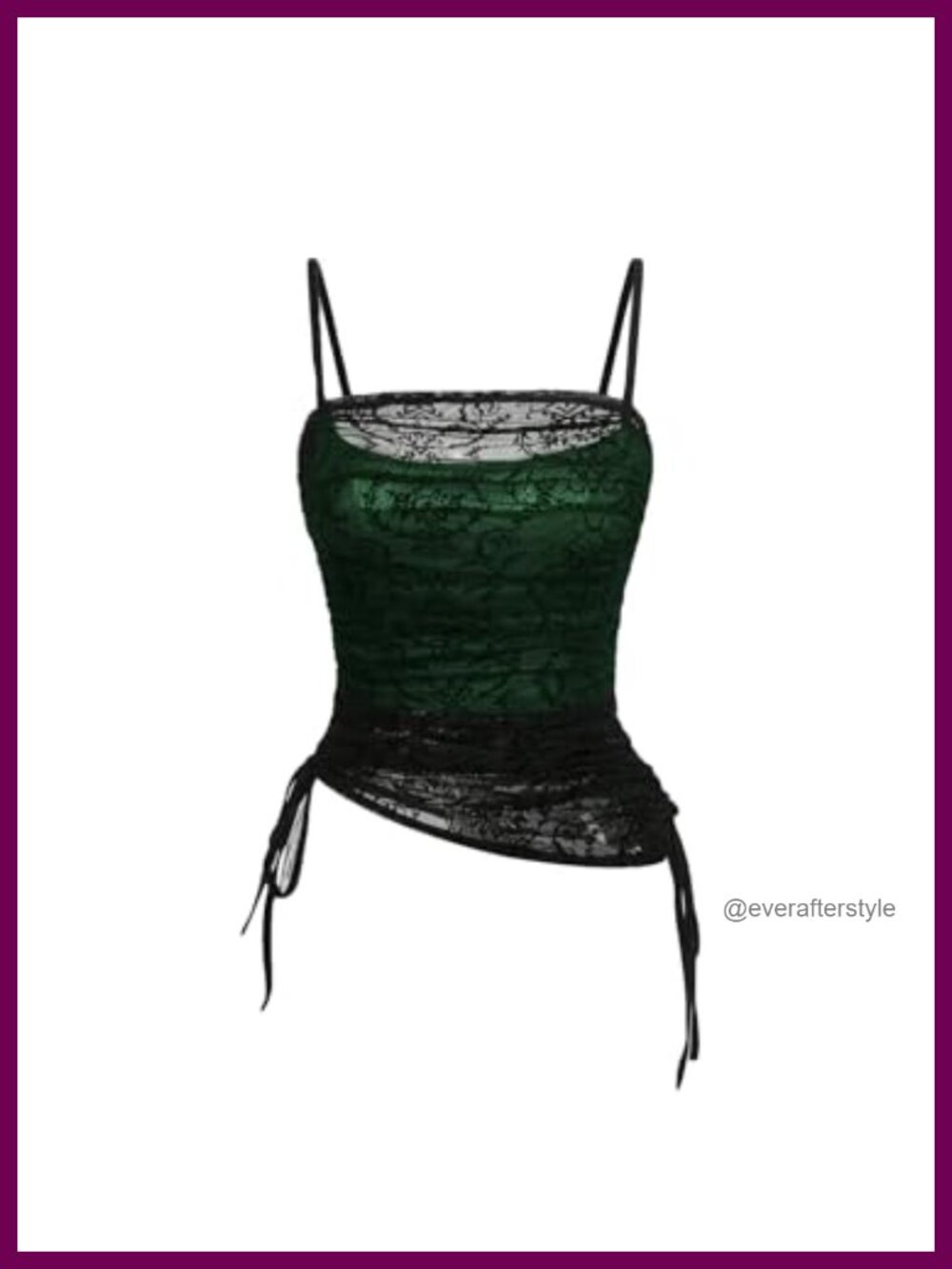 Women's Ruched Lace Cami Top with Drawstring Sleeveless Asymmetrical Hem